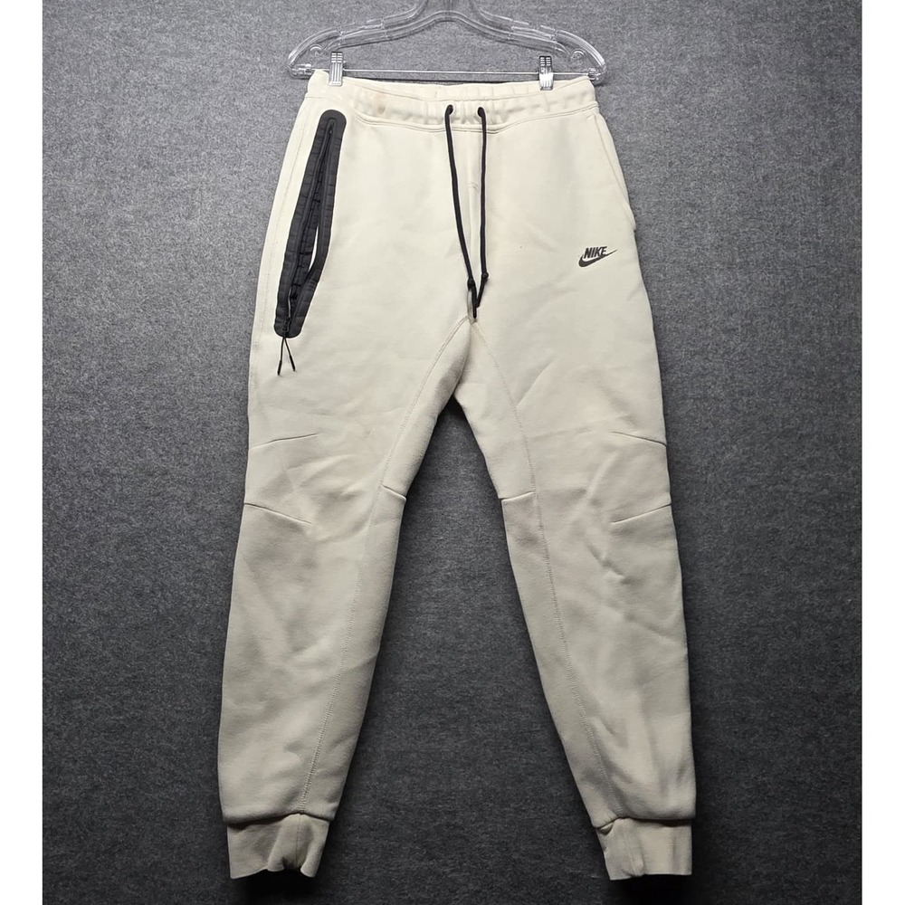 Nike Tech Fleece Joggers Men's Medium Cream Beige Slim Tapered Sweatpants